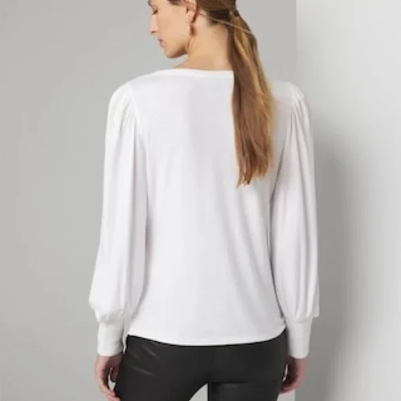 🔥Host Pick🔥WHBM White Jewel Neck Long Sleeved Tee Size XXS - Picture 3 of 4